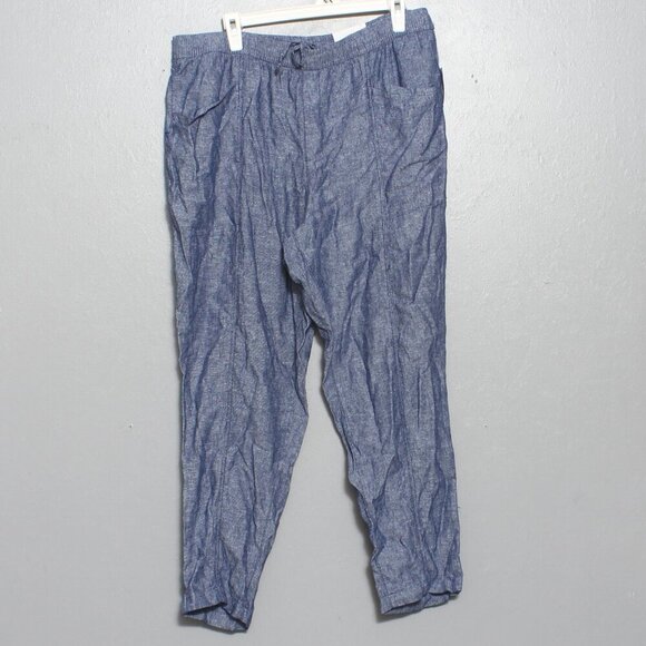 Old navy nwt high rise crop linen blend chambray pants - Picture 1 of 11